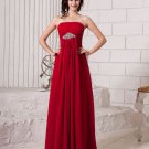 Stylish Ruffle Strapless Floor Length Beading Chiffon Bridesmaid Dress