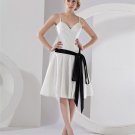 Strap V-Neck Tea-Length Taffeta Party Dress Bridesmaids Dresses