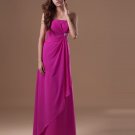 Chiffon Beading Ruffle Strapless Floor Length Bridesmaid Dress