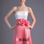 Fashion Satin Flower Strapless Ankle Length Bridesmaid Dress