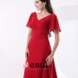Chiffon V Neck Ruffle Layered Knee Length Bridesmaid Dresses