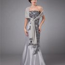 Satin Strapless Applique Trumpet Floor Length Mothers of Bride Guests Dresses