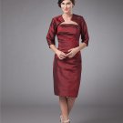 Taffeta Strapless Knee Length Mothers of Bride Guests Dresses