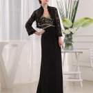 Sweetheart Long Sleeve Zipper Embroidery Beading Floor Length Chiffon Lace Mother of the Bride Dress