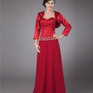 Gorgeous V-Neck Floor Length Charmeuse Lace Mother of the Bride Dress