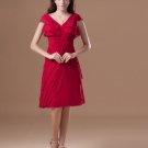 Chiffon Ruffle V Neck Knee Length Mother Of The Bride Dress