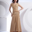 Absorbing V-Neck Floor Length Taffeta Applique Beading Mothers of Bride Special Guests Dress