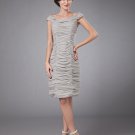 Chiffon Beading Ruffles Scoop Knee Length Mothers of Bride Guests Dresses
