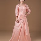 Taffeta Applique Pleated Strapless Ankle Length Mothers of Bride Guests Dresses