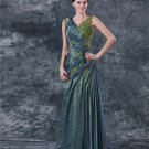 Satin V Neck Ruffle Applique Floor Length Mothers of Bride Guests Dresses