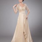 Taffeta Embroidery Ruffle Queen Anne Ankle Length Mothers of Bride Guests Dresses