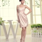 Knee Length V Neck Pleat Sleeve Beading Empire Silk Mother Of The Bride Dress