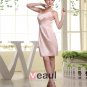 Knee Length V Neck Pleat Sleeve Beading Empire Silk Mother Of The Bride Dress