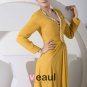 Chiffon Silk Beading V Neck Long Sleeve Mother of the Bride Dress