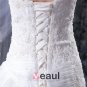 Organza Satin Applique Ruffles Beading Court A-Line Bridal Gown Wedding Dress