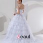 Organza Beading One Shoulder Chapel A-Line Bridal Gown Wedding Dresses