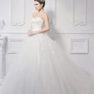 Satin Tulle Lace Beading Embroidery Sweetheart Floor Length Brush Train A-Line Wedding Dress