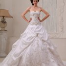 Stylish Satin Beading Ruffle Ball Gown Sweetheart A-line Wedding Dress