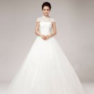 High Neck Beading Flower Floor Length Lace A Line Wedding Dress