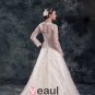 Lace Flower Floor Length Jewel Ball Gown Women A Line Wedding Dress