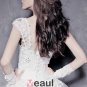 Satin Tulle Lace Beading Shoulder Straps Floor Length Cathedral Train A-Line Wedding Dress