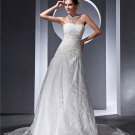 Sweetheart Ruffle Beading Floor Length Lace Woman A Line Wedding Dress