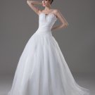 Strapless Floor Length Beading Pleated Yarn A Line Wedding Dress