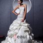 Satin Tulle Ruffle Applique Embellishment Sweetheart Chapel A-Line Bridal Gown Wedding Dresses