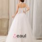 Elegant Solid Applique Beading Paillette A-Line Halter Back Zipper Court Train Satin Wedding Dress