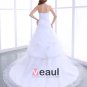 Sweetheart Beading Ruffles Organza Chapel Train A Line Wedding Dress