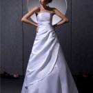 Strapless Sleeveless Lace Up Floor Length Ruffle Taffeta Woman A Line Wedding Dress