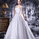 Elegant Beading Floor Length One Shoulder Satin A Line Wedding Dress