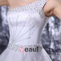 Elegant Beading Floor Length One Shoulder Satin A Line Wedding Dress