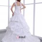 Square Taffeta Embroidery Bead Cathedral Train A-Line Wedding Dress 170001