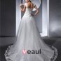 Shoulder Straps Applique Floor Length Organza Woman A Line Wedding Dress
