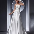 One Shoulder Beading Applique Floor Length Satin Woman A Line Wedding Dress