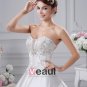 Sweetheart Satin Embroidery Chapel A-line Bridal Gown Wedding Dress