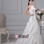 Taffeta Embroidery Ruffle Court A Line Bridal Gown Wedding Dresses