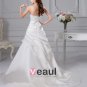 Taffeta Embroidery Ruffle Court A Line Bridal Gown Wedding Dresses