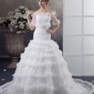Beaded Yarn Sweep Flower Bridal Ball Gown Wedding Dress