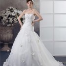 Sweetheart Floor Length Applique Beading Pleated Yarn Ball Gown Wedding Dress