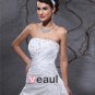 Elegant Taffeta Pleated Applique Beaded Strapless Floor Length Court Train Ball Gown Wedding Dress