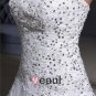 Satin Organza Applique Beads Strapless Floor Length Wedding Dresses
