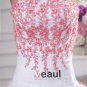 Applique Beading Strapless Floor Length Brush Train Satin Organza Lace Ball Gown Wedding Dress