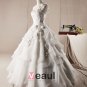 Sweet Ruffles Applique Beading One Shoulder Organza A Line Wedding Dress