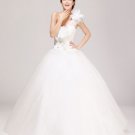 One Shoulder Rhinestone Floor Length Satin A Line Wedding Dress