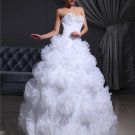 Organza Beading Hand Flower Sweetheart Floor Length Wedding Dresses
