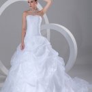 Organza Beading Ruffle Sweetheart Court Train Ball Gown Wedding Dress