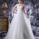 Sweetheart Floor Length Beading Applique Organza Ball Gown Wedding Dress