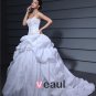 Sweetheart Ruffle Beading Floor Length Charmeuse Ball Gown Wedding Dress